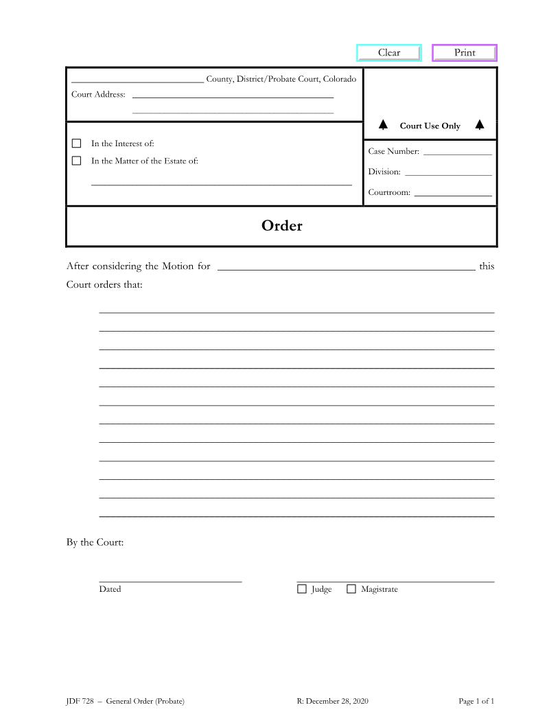 General Order {JDF 728} | Pdf Fpdf Docx | Colorado