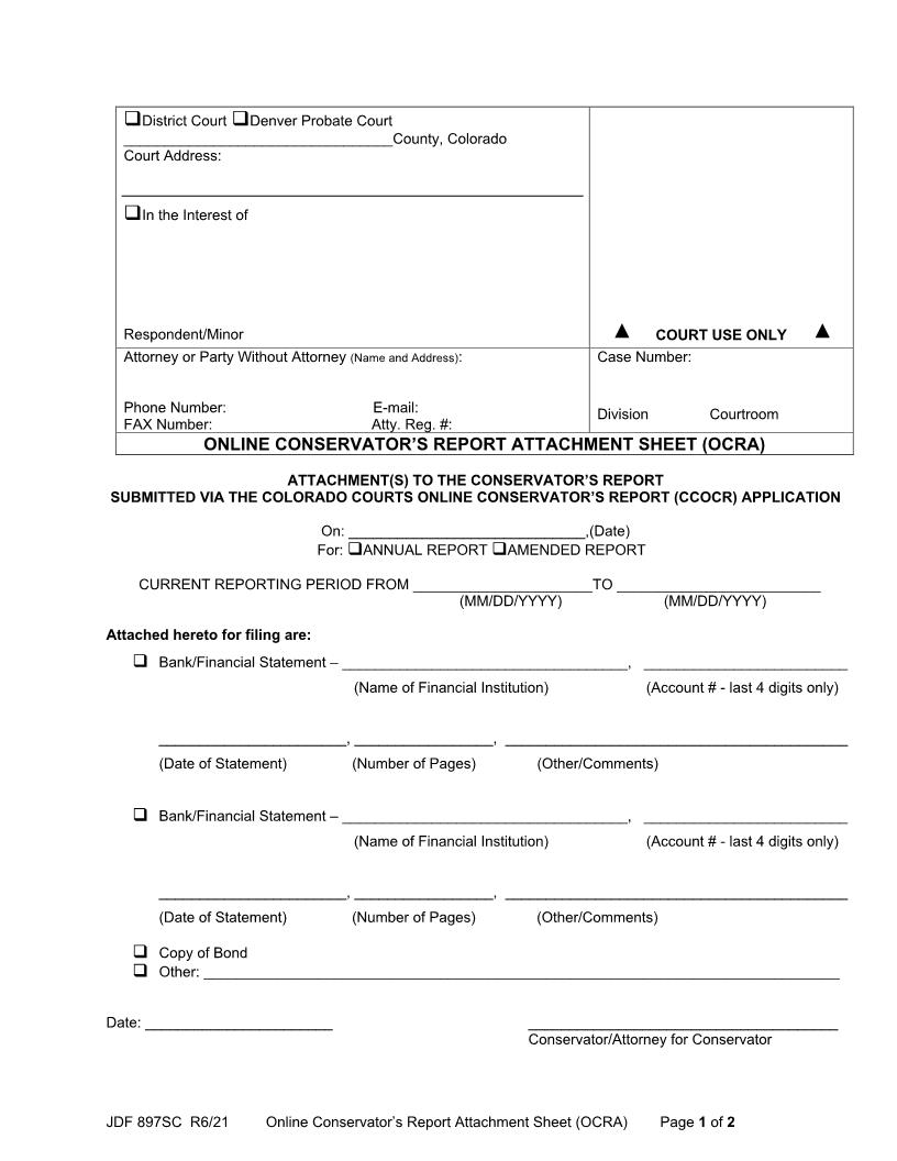 Online Conservators Report Attachment {JDF 897} | Pdf Fpdf Docx | Colorado