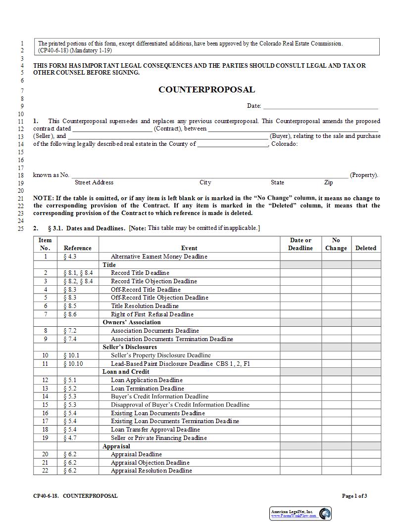 Counterproposal {CP40} | Pdf Fpdf Docx | Colorado