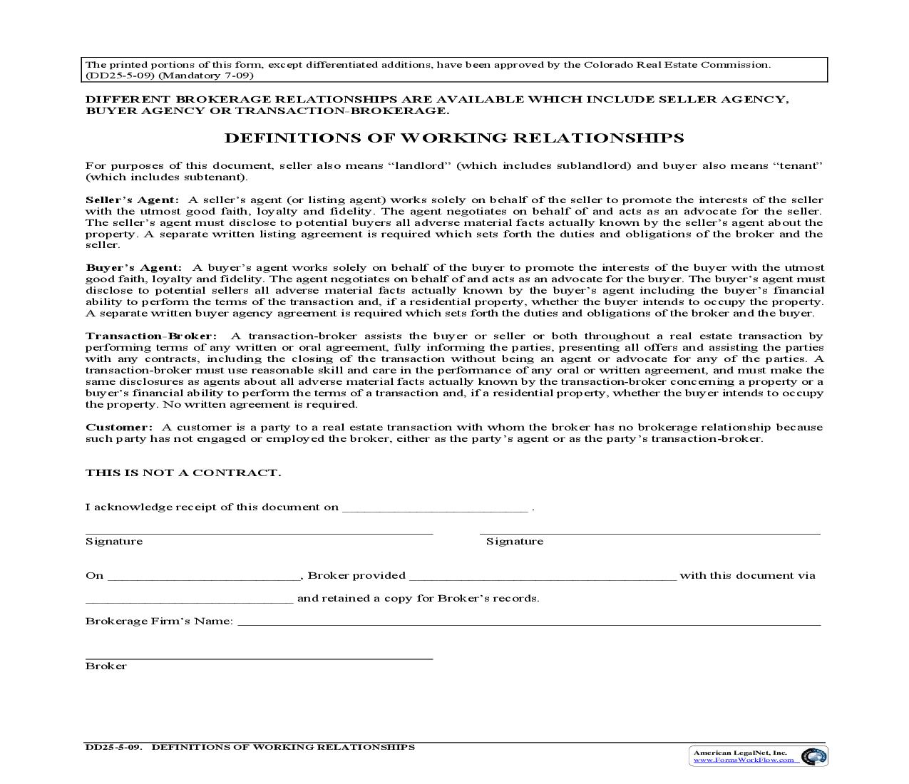 Definitions Of Working Relationships {DD25} | Pdf Fpdf Doc Docx | Colorado