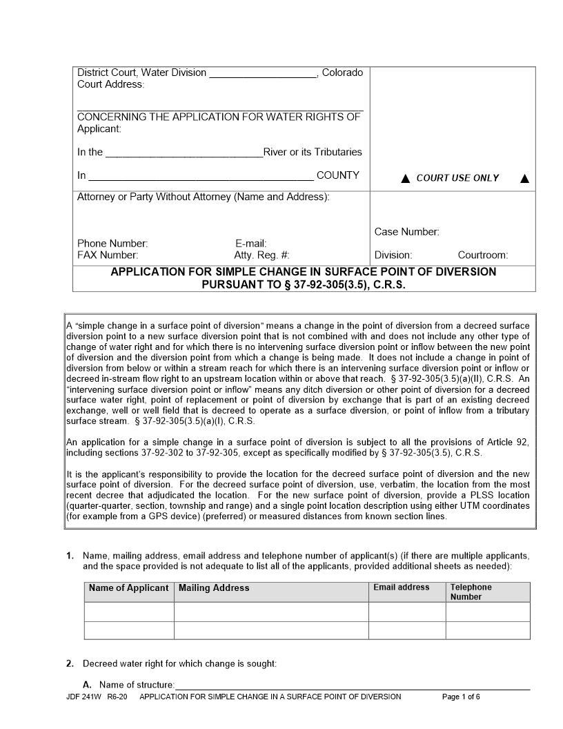 Simple Change Of POD {JDF 241W} | Pdf Fpdf Docx | Colorado