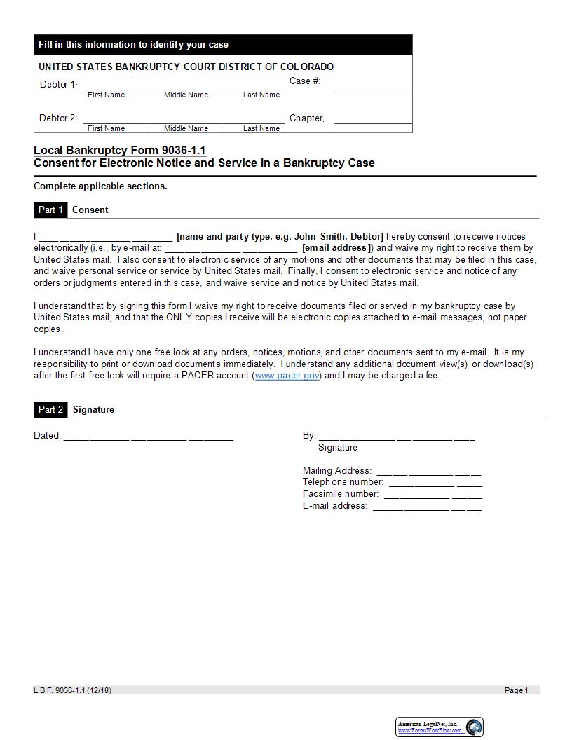 Consent For Electronic Notice And Service {9036-1.1} | Pdf Fpdf Docx | Colorado