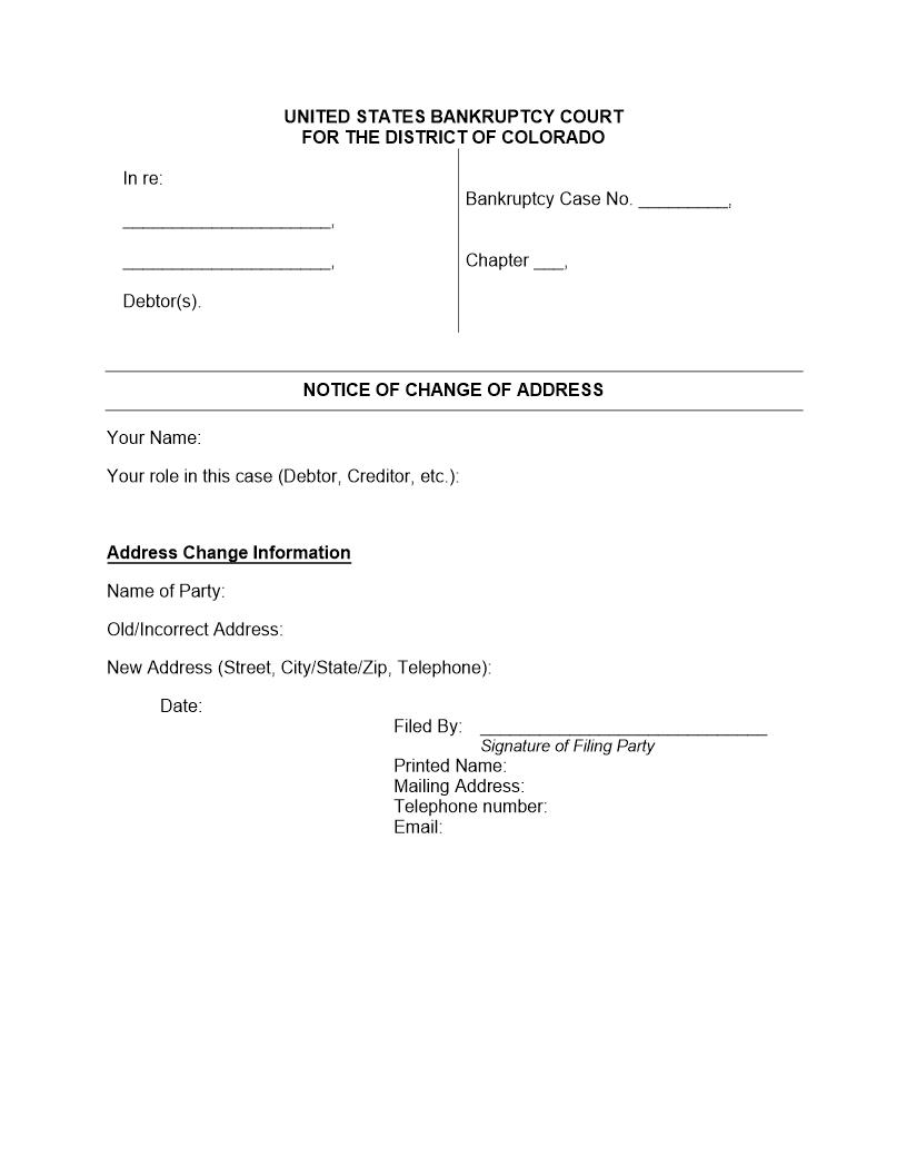 Notice Of Change Of Address | Pdf Fpdf Docx | Colorado