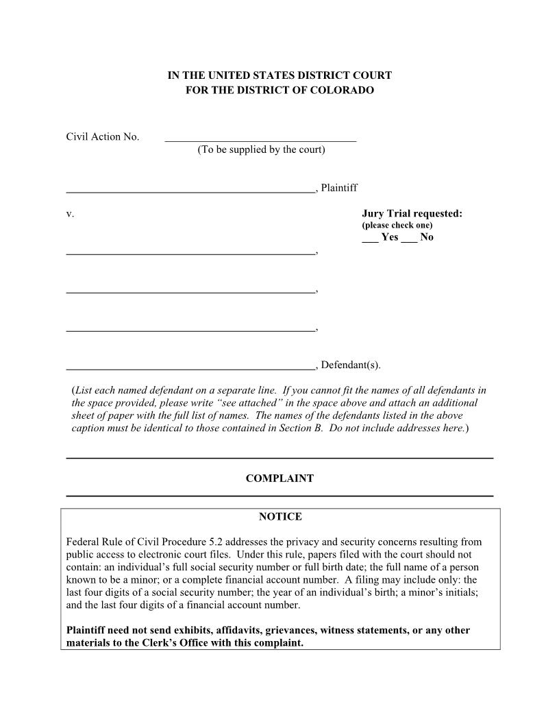 Complaint | Pdf Fpdf Docx | Colorado