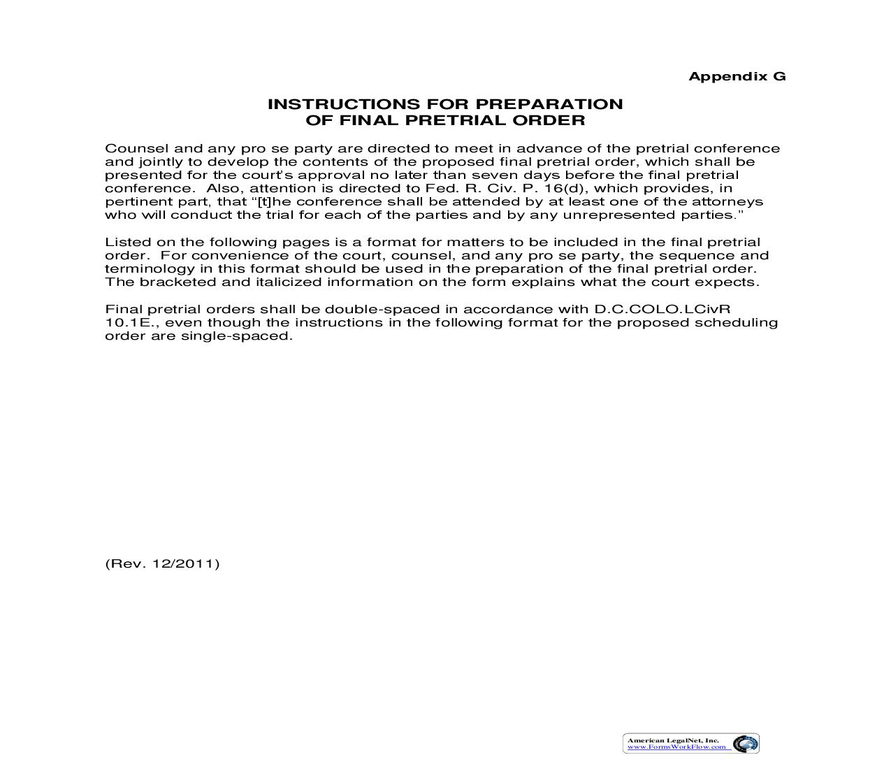 Final Pretrial Order And Instructions | Pdf Fpdf Doc Docx | Colorado