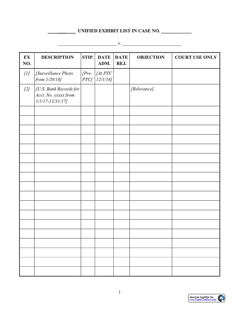 Exhibit List (Judge Kane) | Pdf Fpdf Docx | Colorado