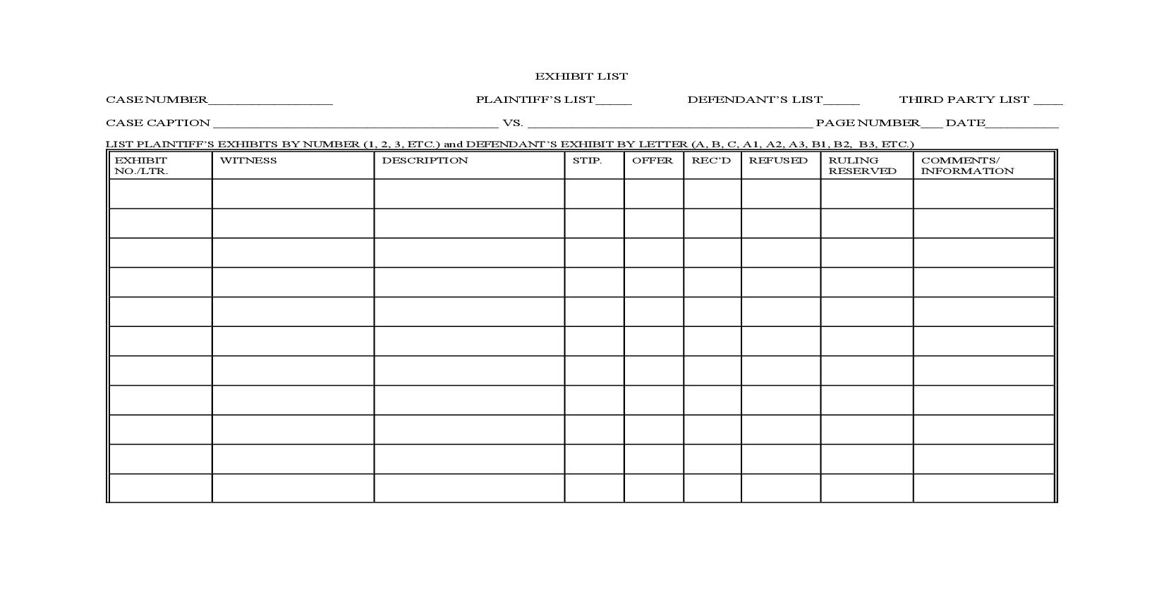 Exhibit List (Magistrate Judges) | Pdf Fpdf Doc Docx | Colorado