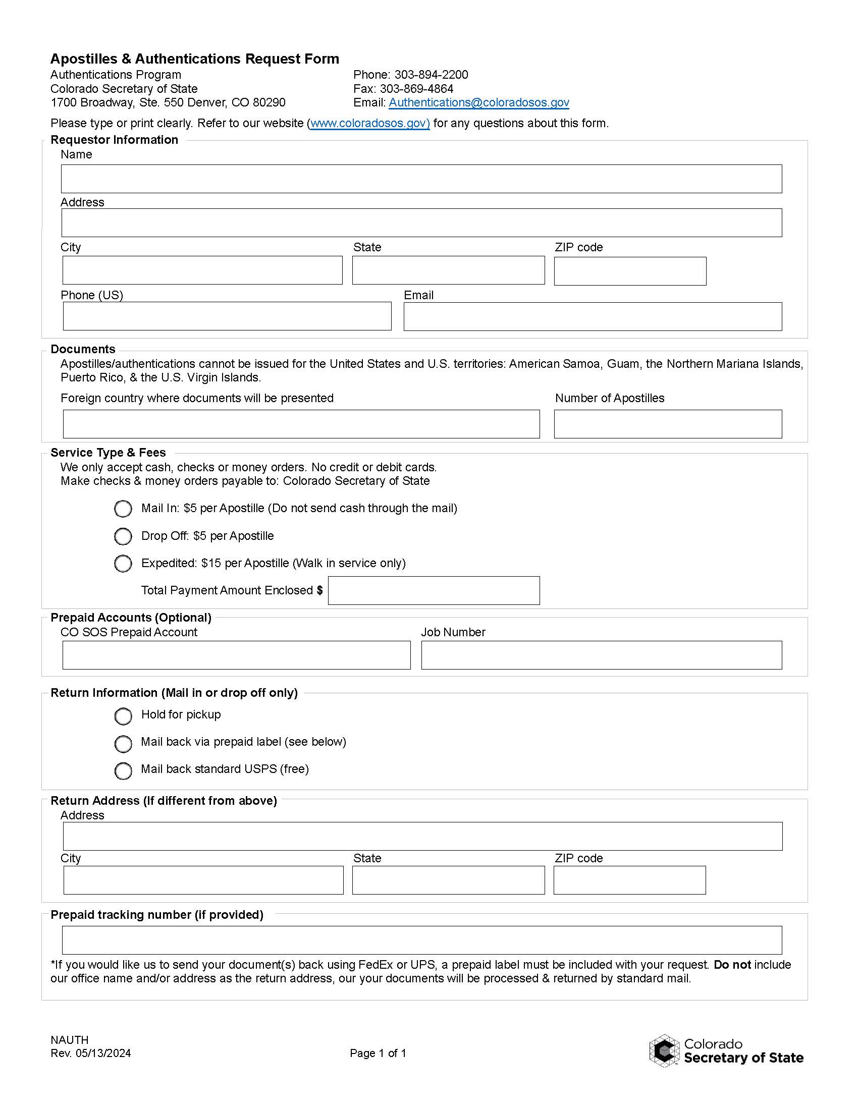 Apostilles And Authentications Request | Pdf Fpdf Docx | Colorado