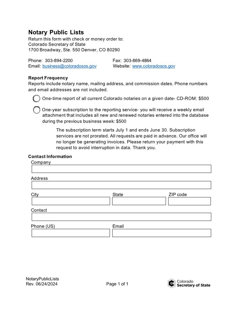 Notary Public Lists Request | Pdf Fpdf Docx | Colorado