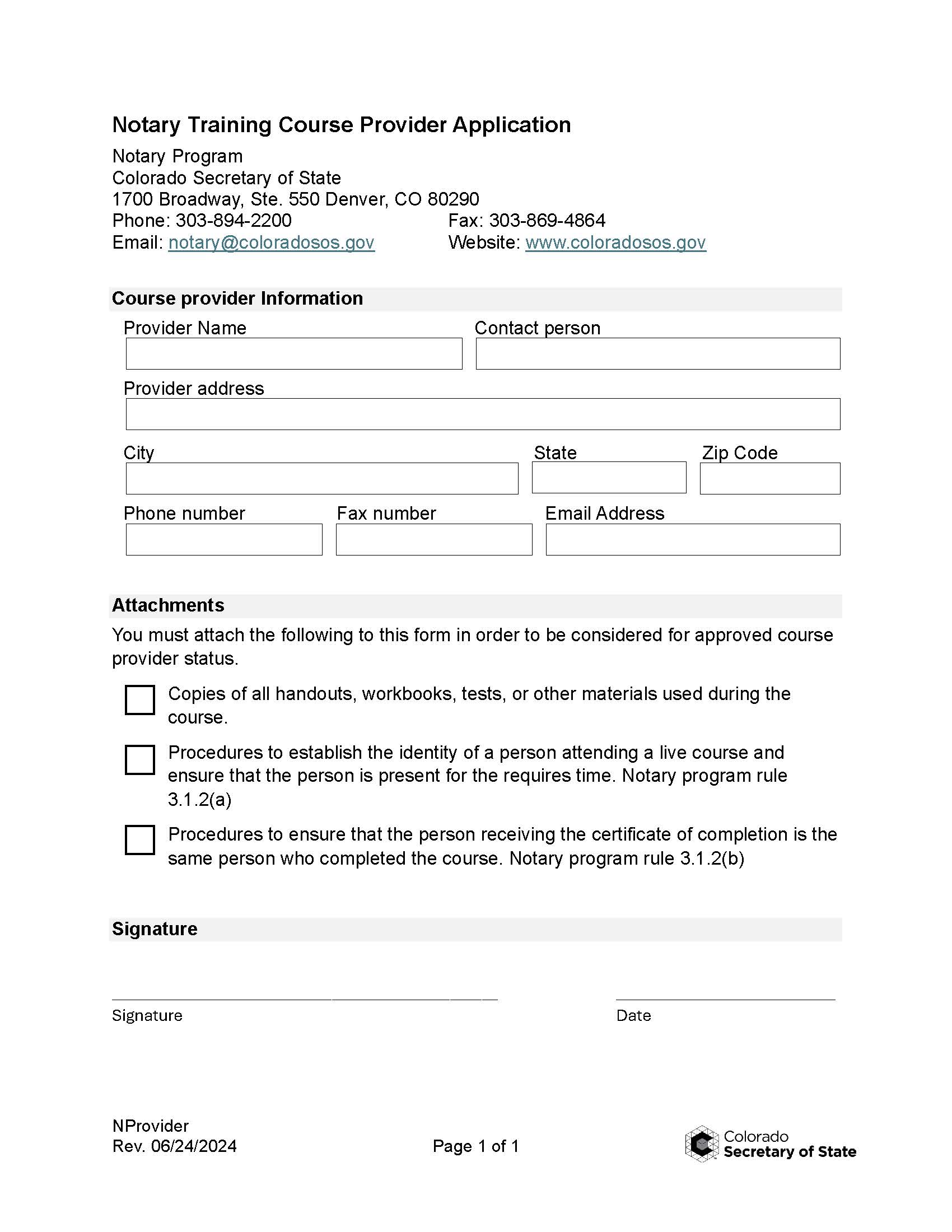 Notary Training Course Provider Application | Pdf Fpdf Docx | Colorado