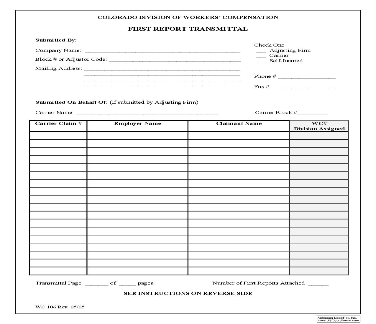 First Report Transmittal {WC106} | Pdf Fpdf Doc Docx | Colorado