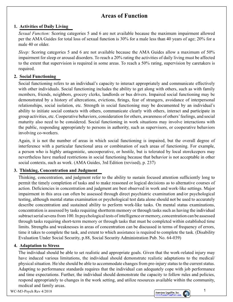Permanent Work Related Mental Impairment Rating Report Work Sheet {WC-M3-PSYCH} | Pdf Fpdf Docx | Colorado