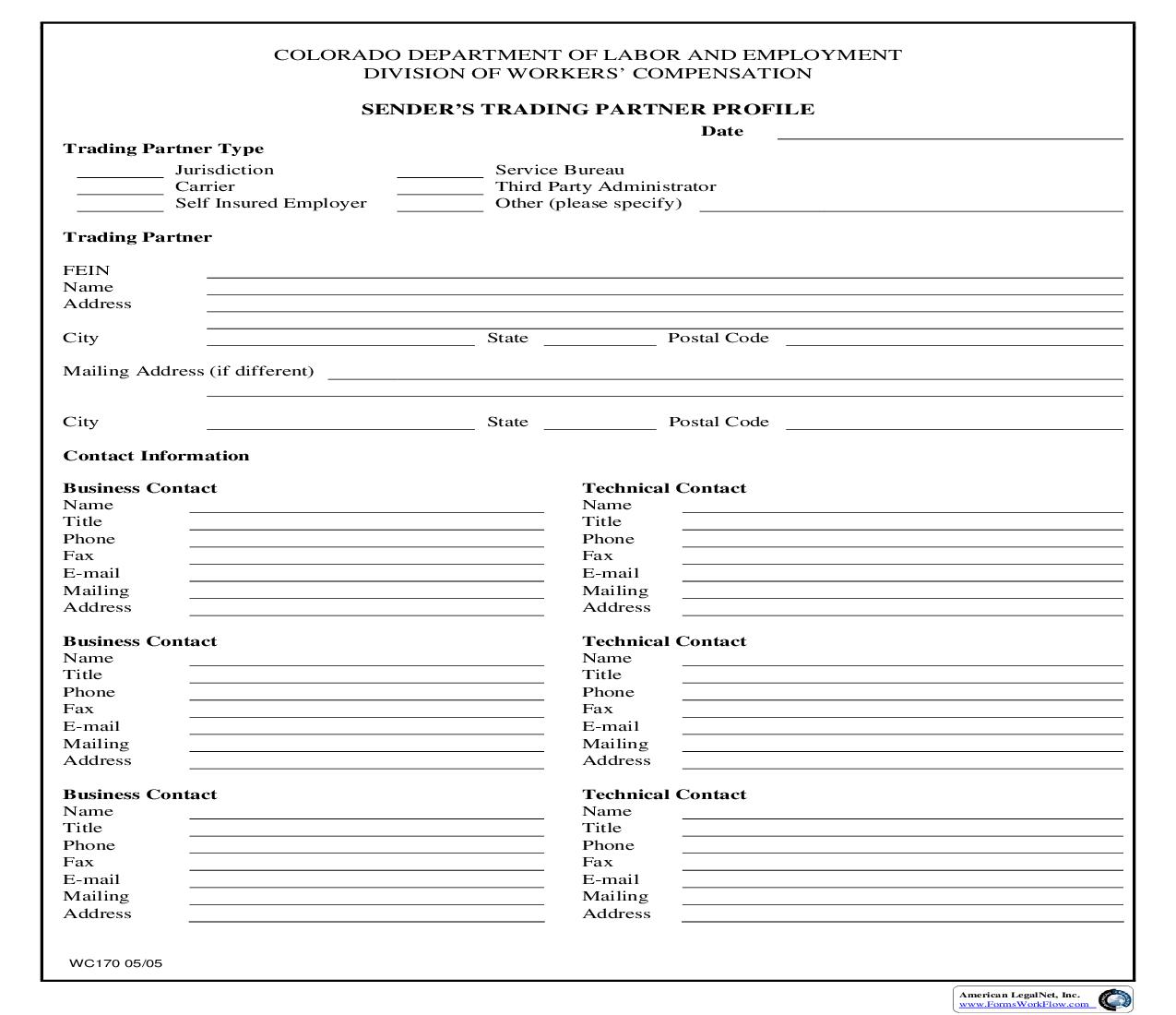 Senders Trading Partner Profile {WC170} | Pdf Fpdf Doc Docx | Colorado