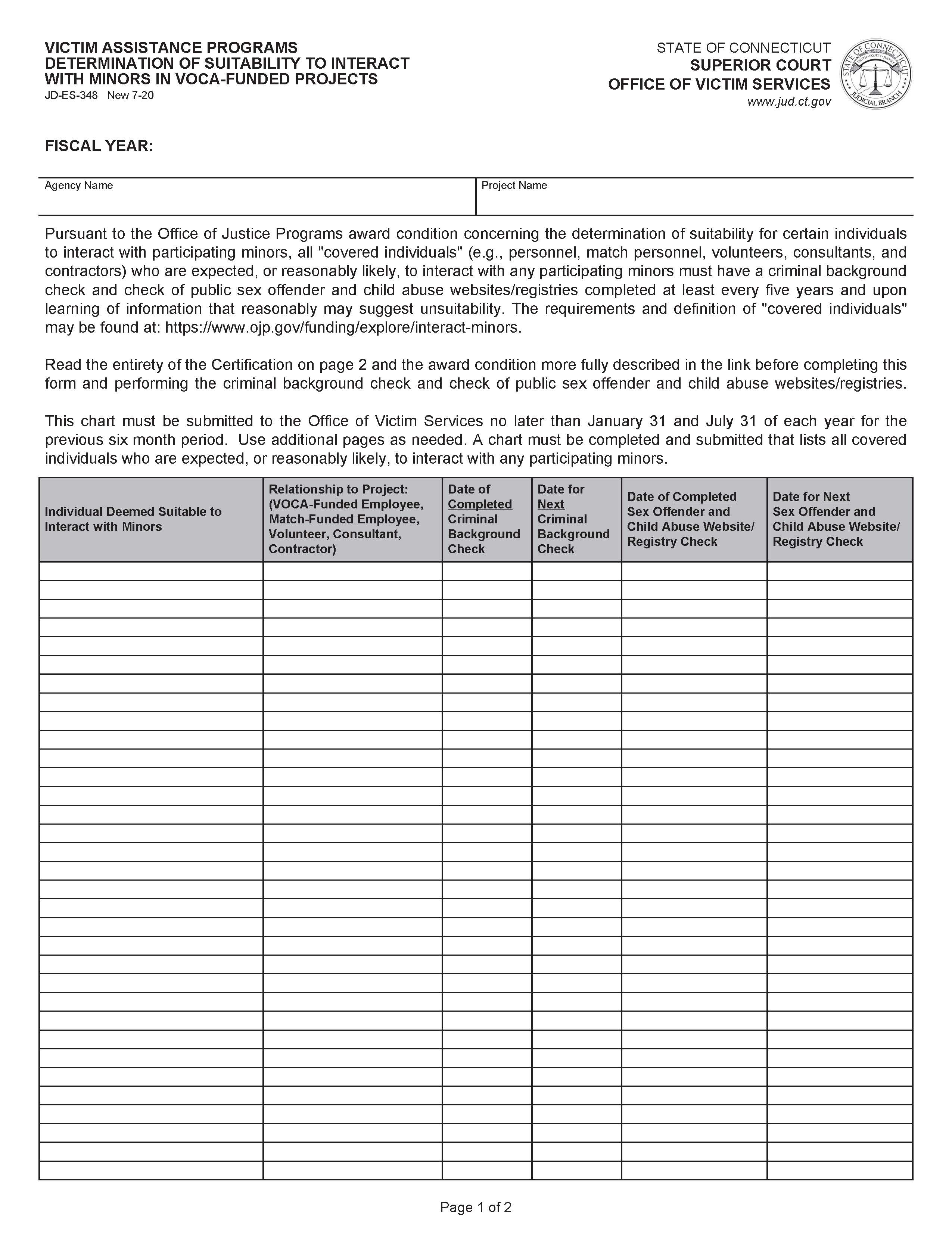 Victims Assistance Programs Determination Of Suitability To Interact {JD-ES-348} | Pdf Fpdf Docx | Connecticut