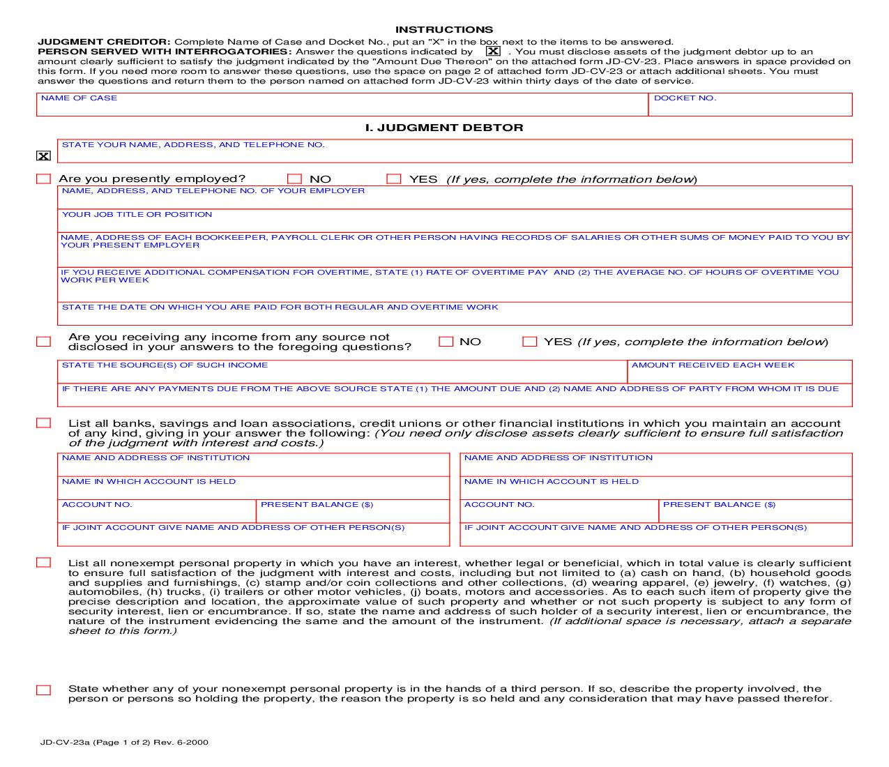 Interrogatories {JD-CV-23a} | Pdf Fpdf Doc Docx | Connecticut