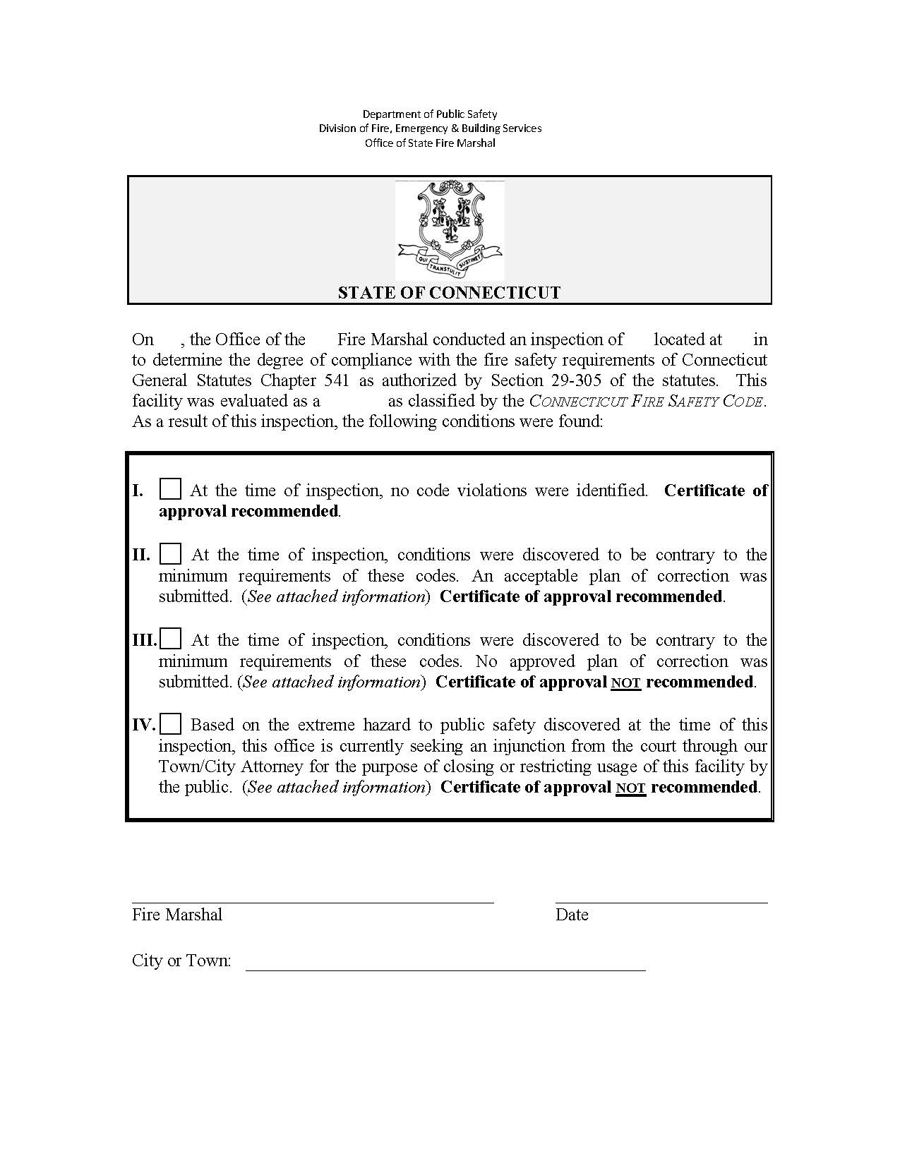Inspection Certificate | Pdf Fpdf Doc Docx | Connecticut