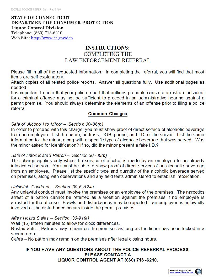 Law Enforcement Referral | Pdf Fpdf Docx | Connecticut