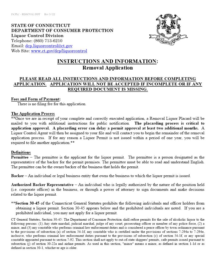 Removal Application | Pdf Fpdf Doc Docx | Connecticut