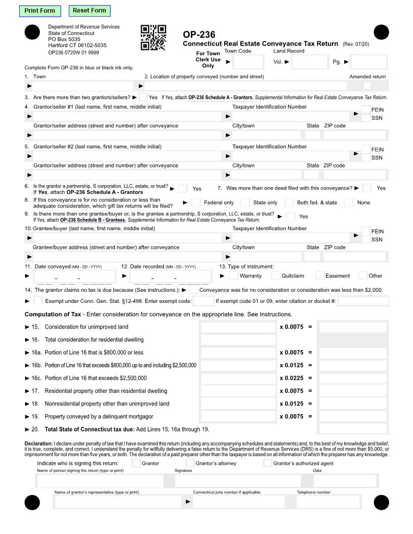 Real Estate Conveyance Tax Return {OP-236} | Pdf Fpdf Docx | Connecticut