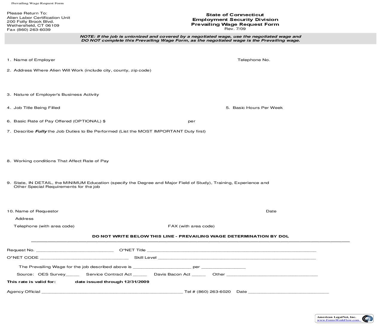 Prevailing Wage Request | Pdf Fpdf Doc Docx | Connecticut