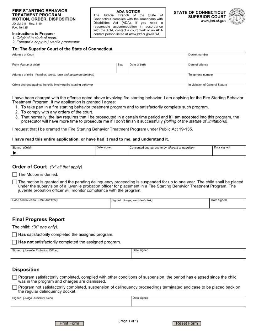 Fire Starting Behavior Treatment Program {JD-JM-216} | Pdf Fpdf Docx | Connecticut