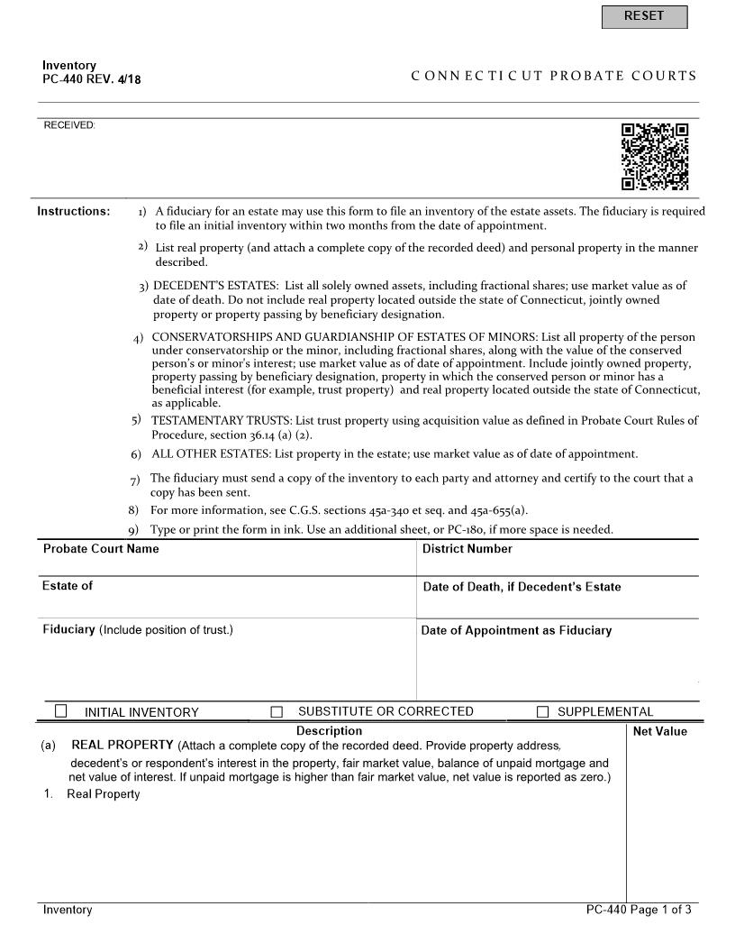 Inventory {PC-440} | Pdf Fpdf Docx | Connecticut