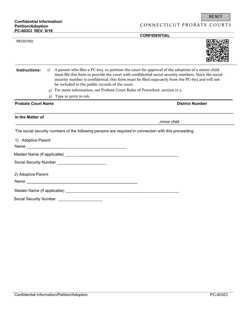 Petition Adoption {PC-603CI} | Pdf Fpdf Docx | Connecticut