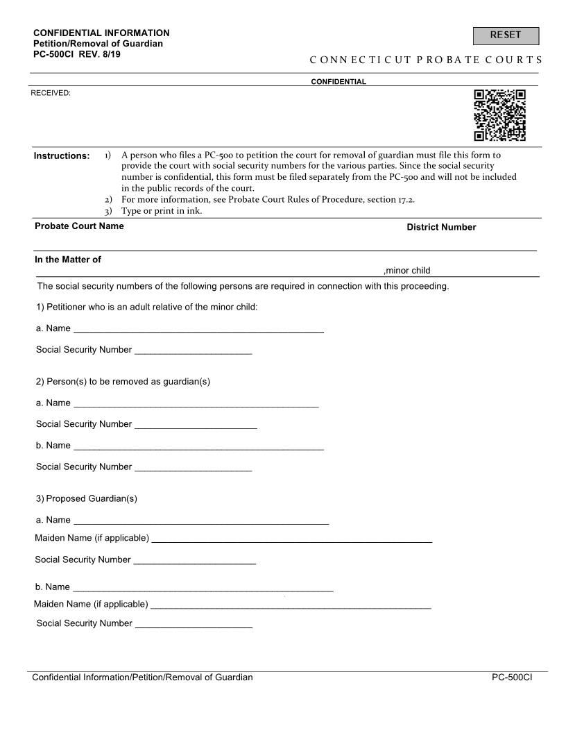 Petition Removal Of Guardian {PC-500CI} | Pdf Fpdf Docx | Connecticut