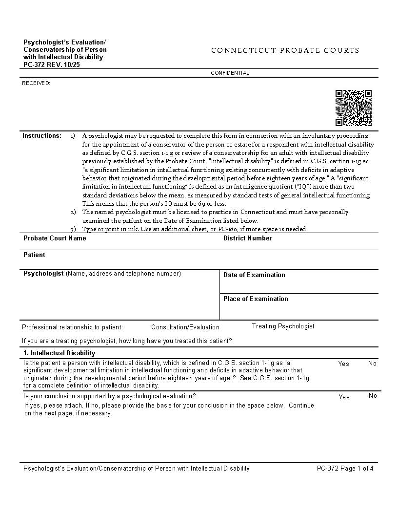 Psychologists Evaluation {PC-372} | Pdf Fpdf Docx | Connecticut