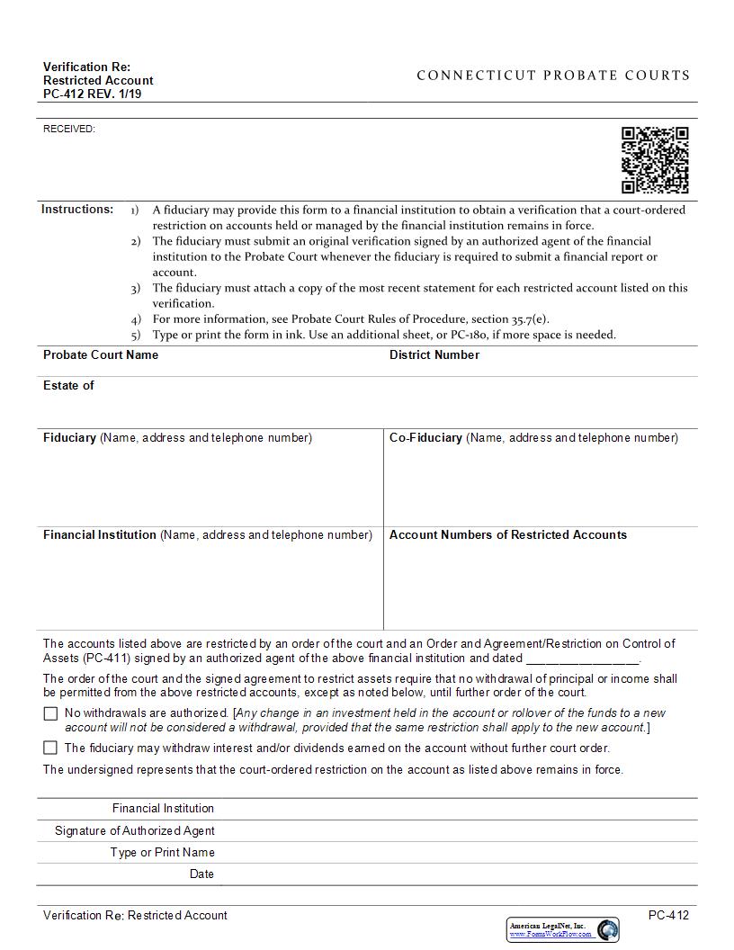 Verification Re Restricted Account {PC-412} | Pdf Fpdf Docx | Connecticut