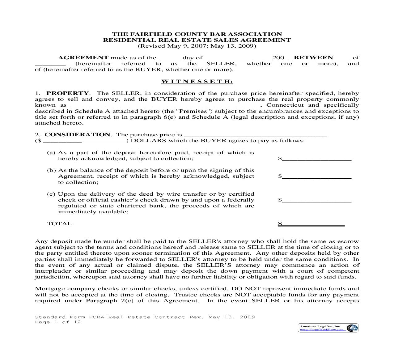 Fairfield Residential Sales Agreement | Pdf Fpdf Doc Docx | Connecticut