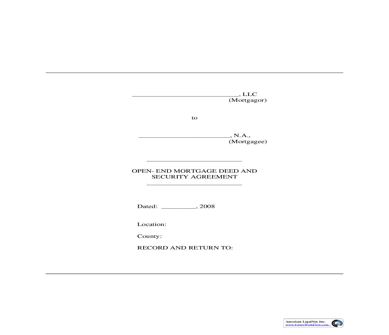 Open End Mortgage Deed And Security Agreement | Pdf Fpdf Doc Docx | Connecticut