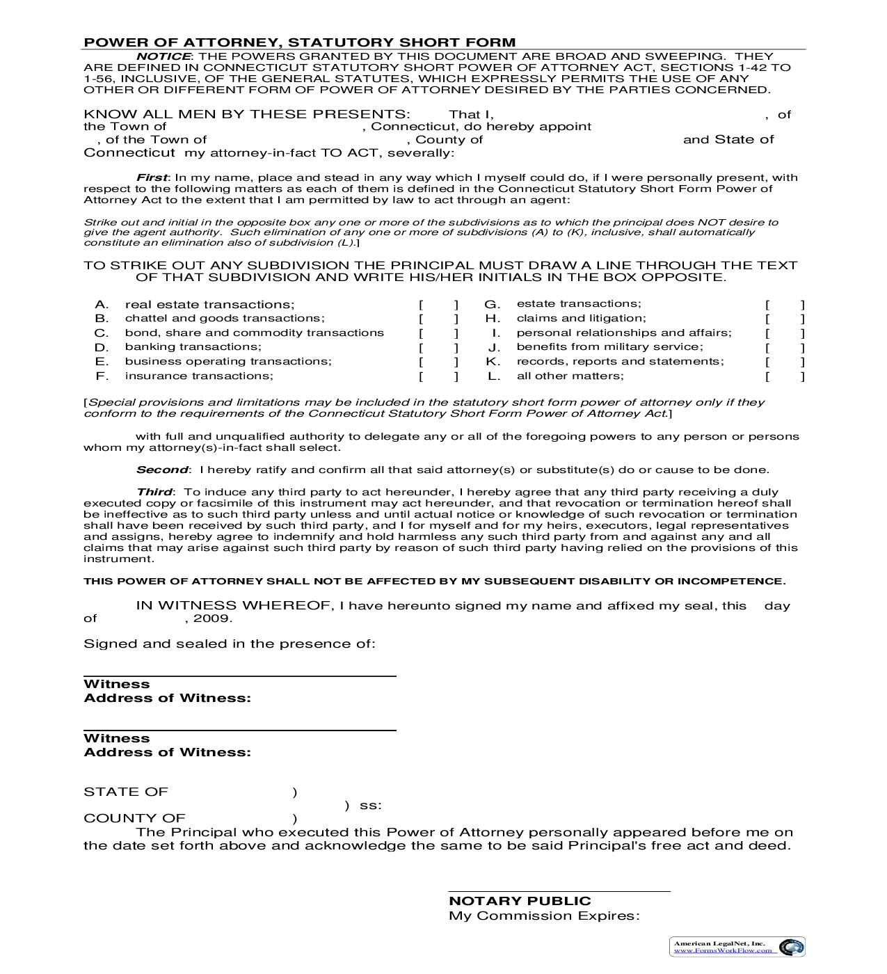 Power Of Attorney | Pdf Fpdf Doc Docx | Connecticut