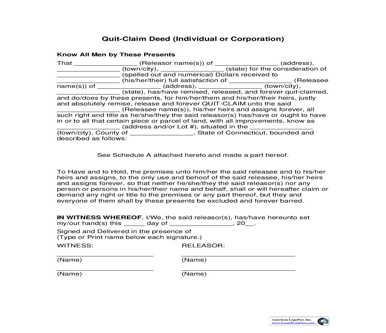 Quit Claim Deed | Pdf Fpdf Doc Docx | Connecticut