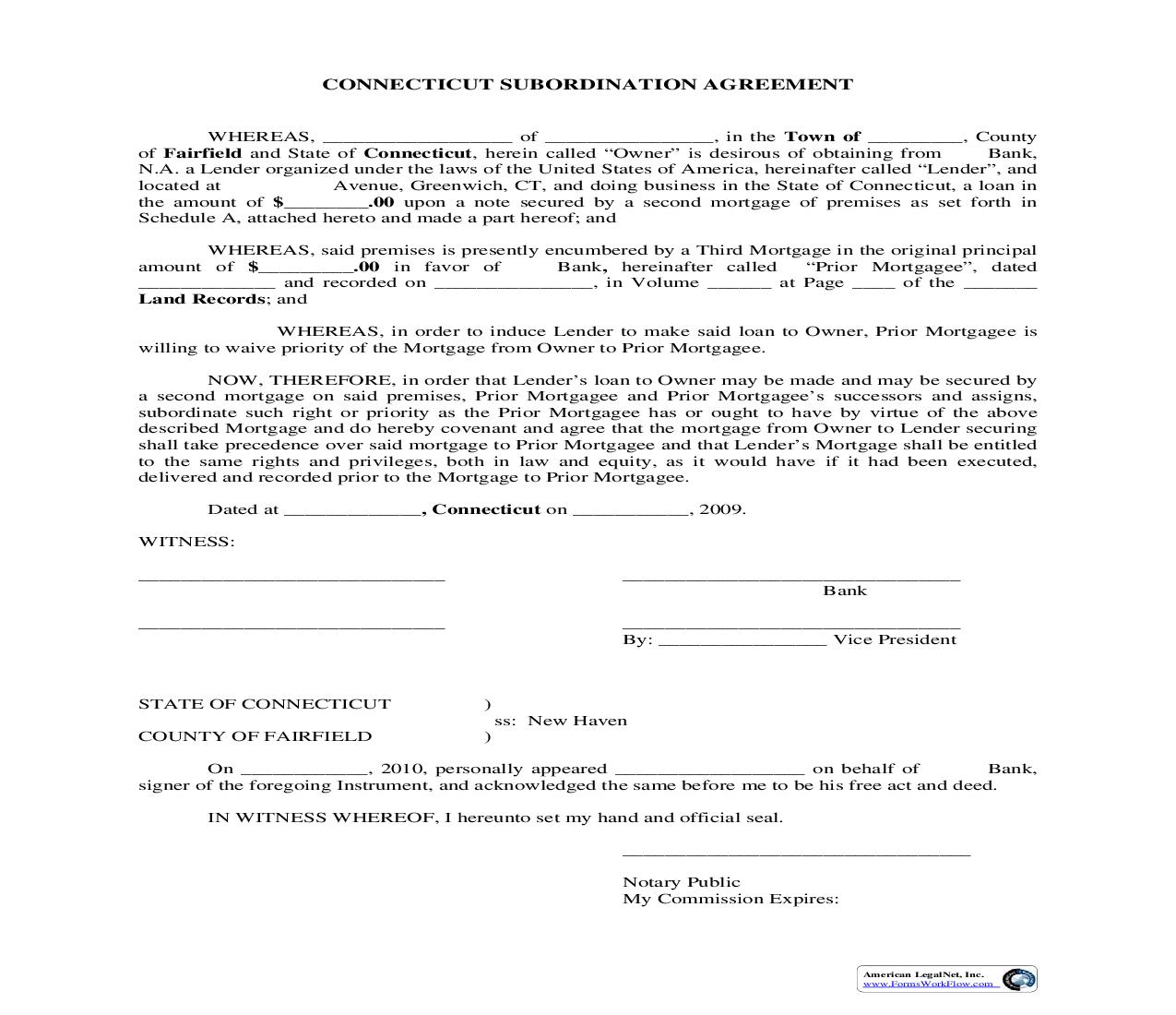 Subordination Agreement | Pdf Fpdf Doc Docx | Connecticut