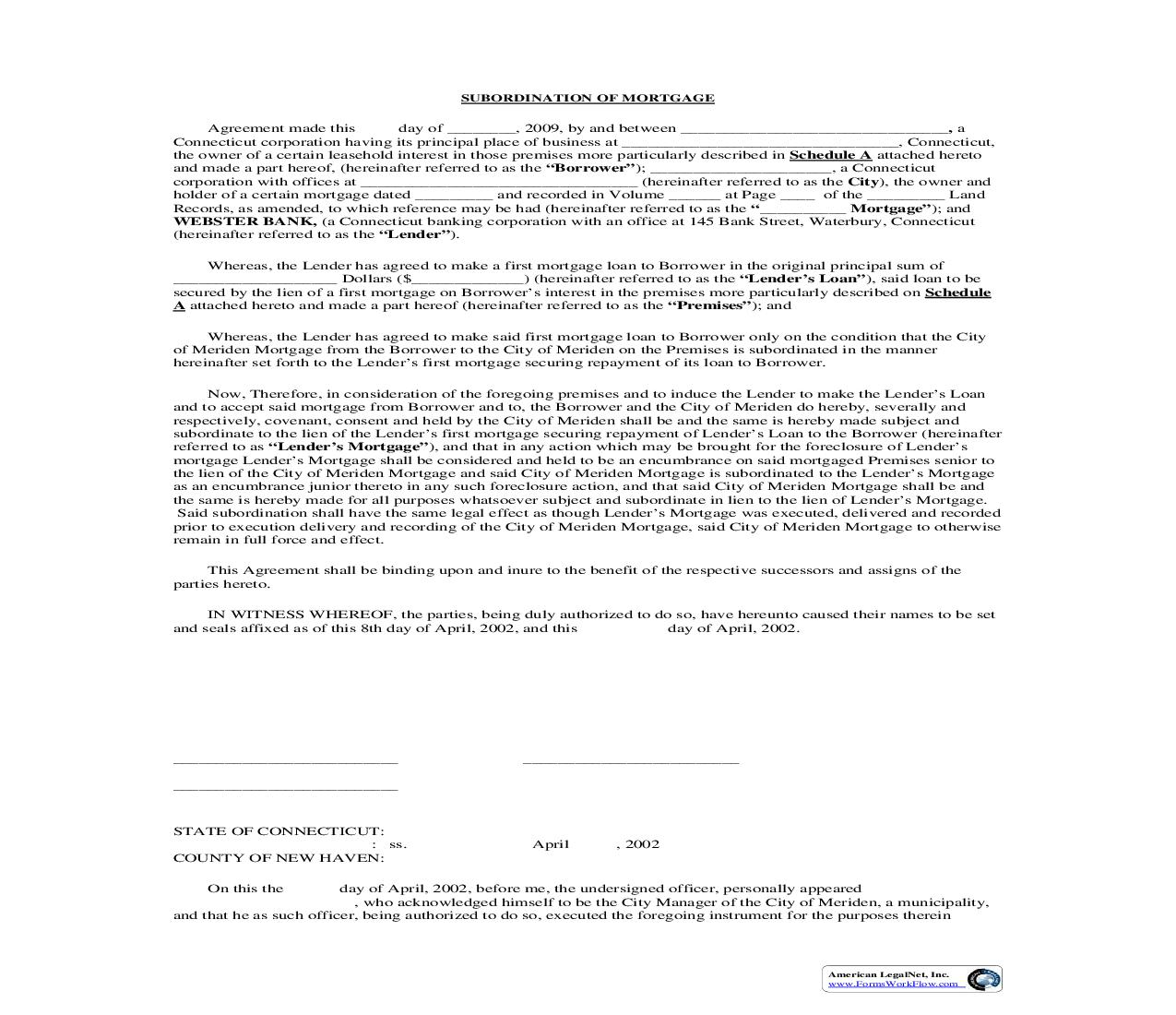 Subordination Of Mortgage | Pdf Fpdf Doc Docx | Connecticut