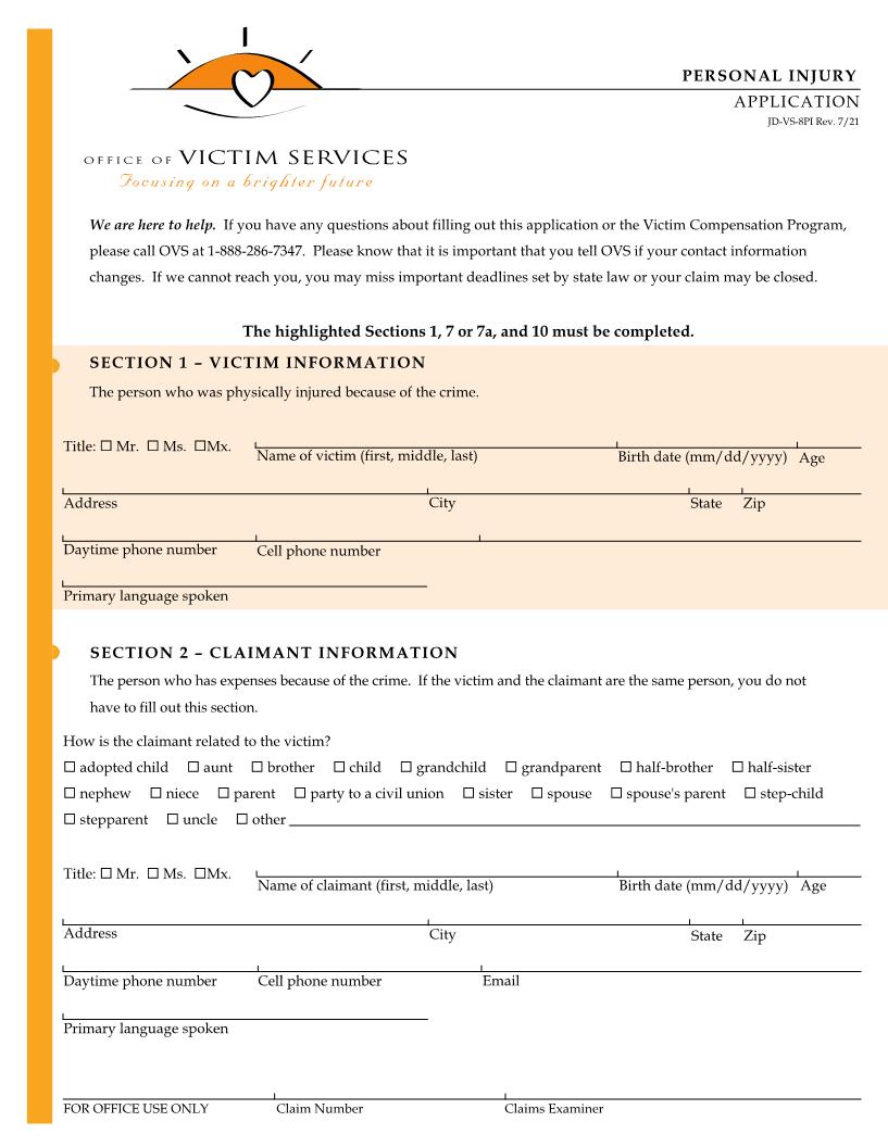 Personal Injury Compensation {JD-VS-8PI} | Pdf Fpdf Doc Docx | Connecticut