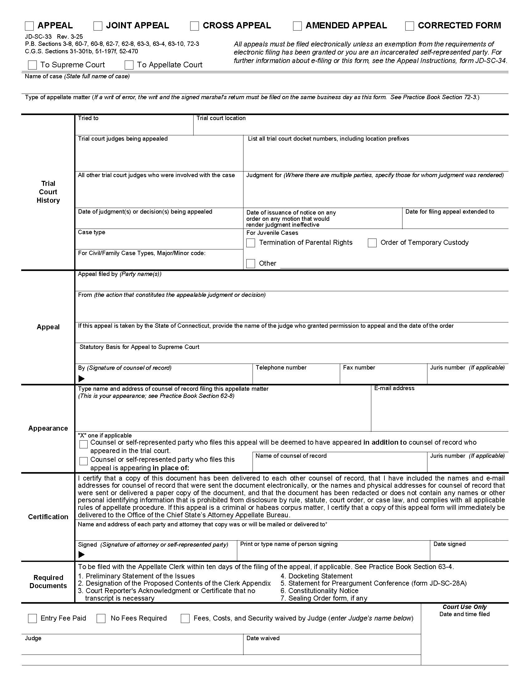 Appeal {JD-SC-33} | Pdf Fpdf Docx | Connecticut