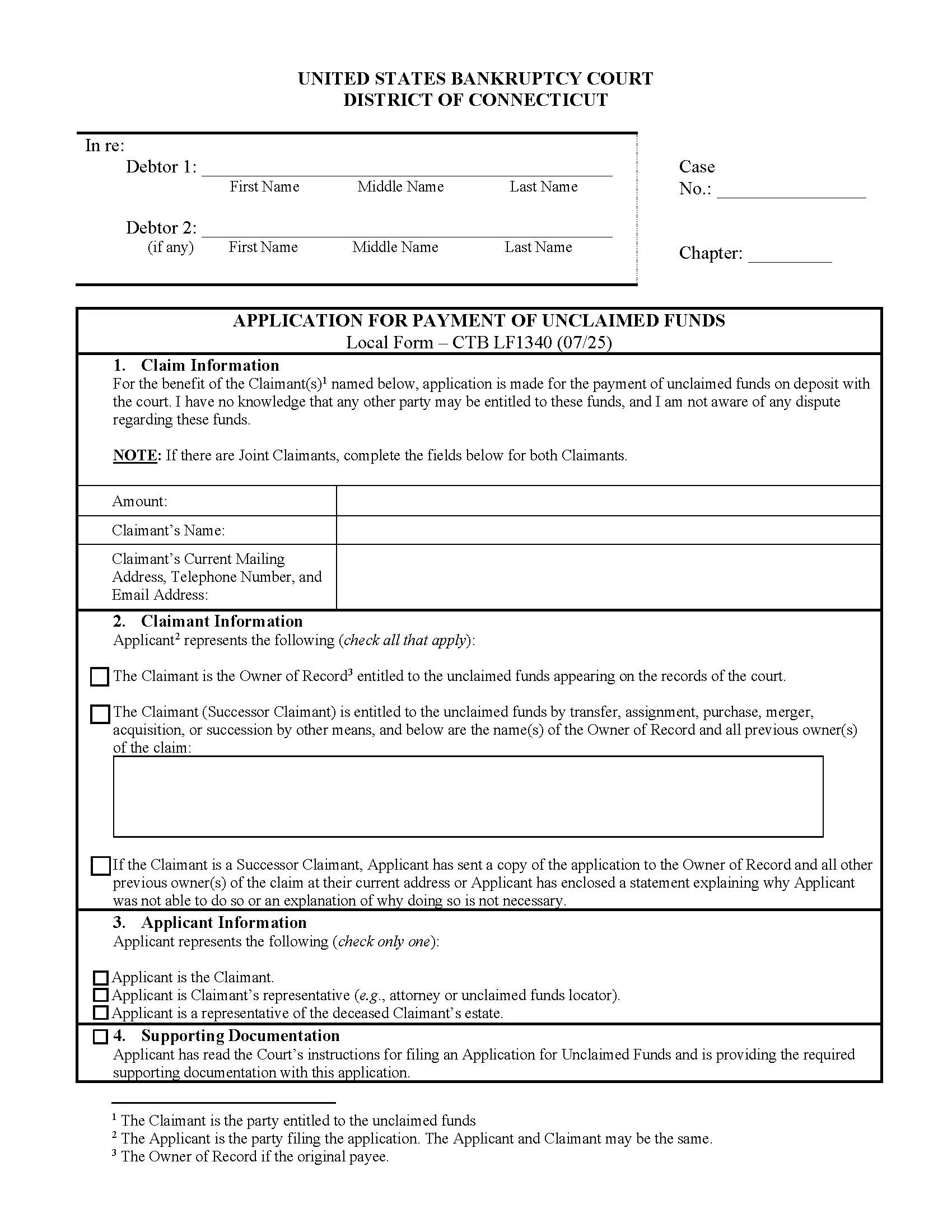 Application For Payment Of Unclaimed Funds | Pdf Fpdf Doc Docx | Connecticut