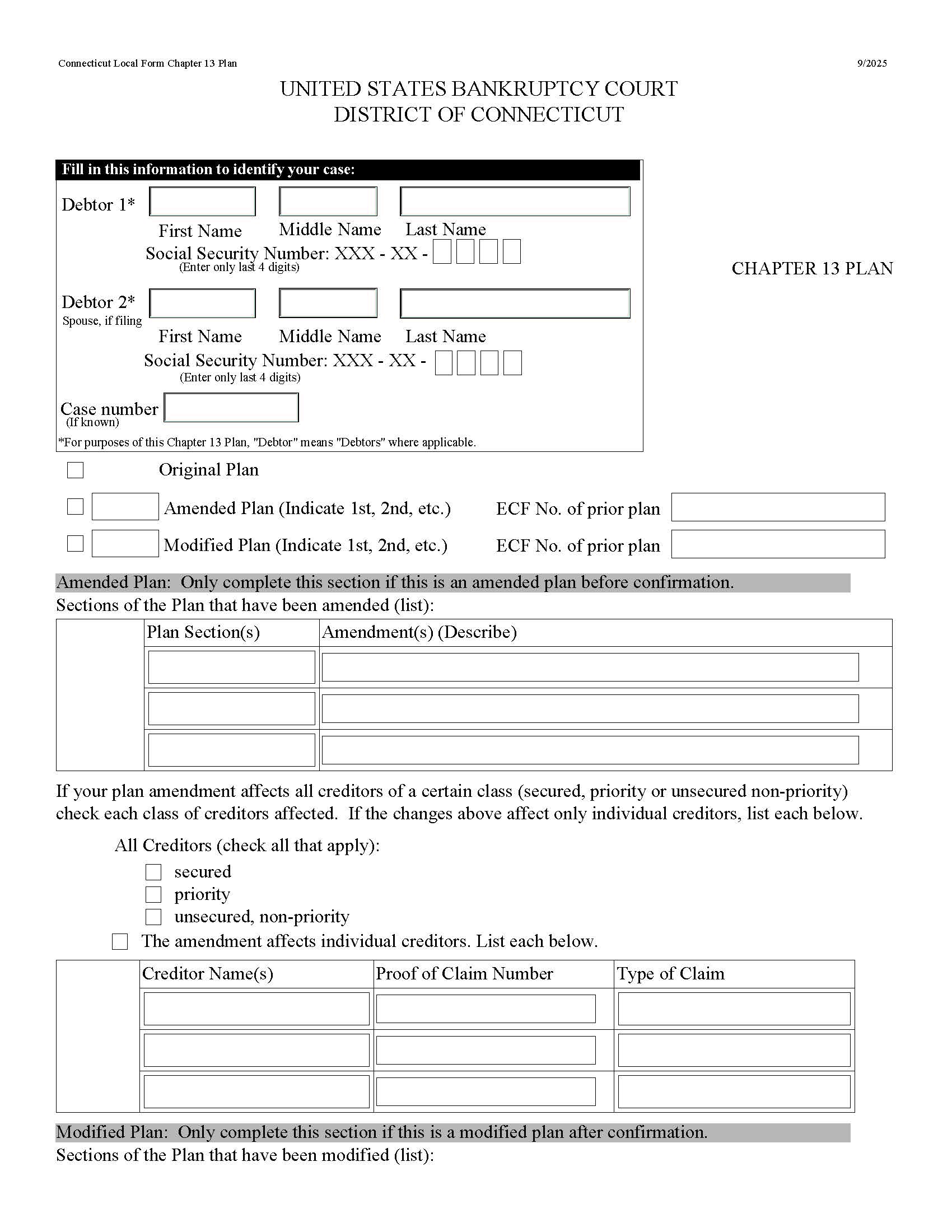 Chapter 13 Plan | Pdf Fpdf Docx | Connecticut