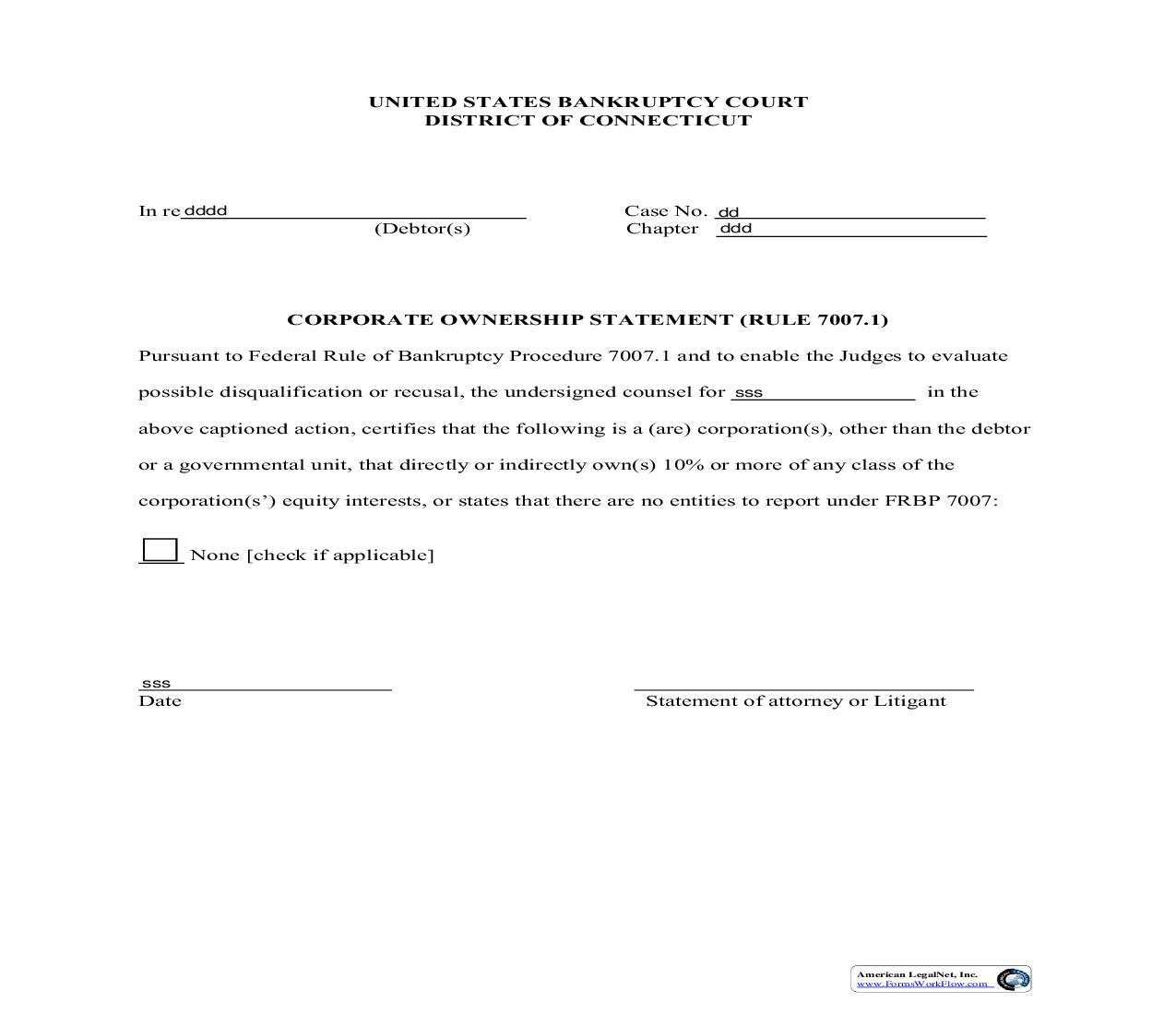Corporate Ownership Statement | Pdf Fpdf Doc Docx | Connecticut