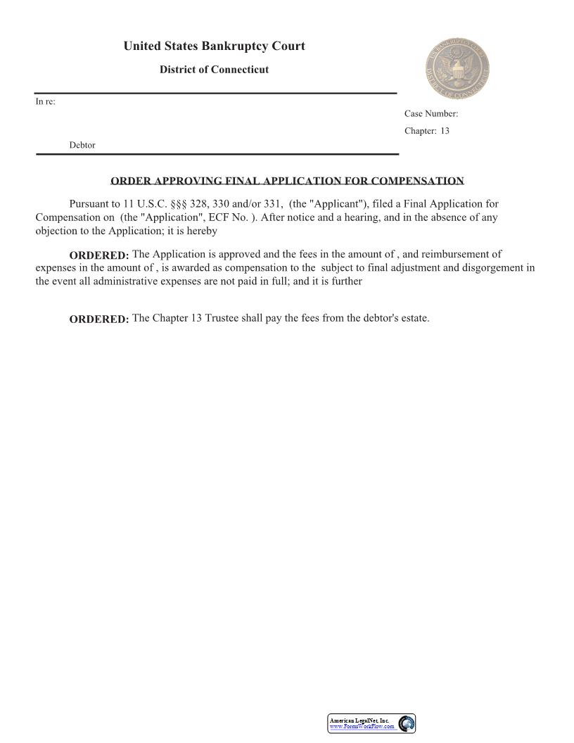 Order Approving Final Application For Compensation | Pdf Fpdf Docx | Connecticut