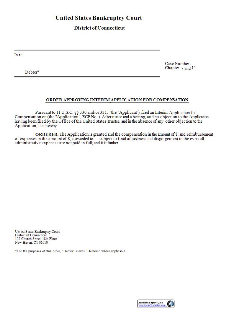 Order Approving Interim Application For Compensation | Pdf Fpdf Docx | Connecticut
