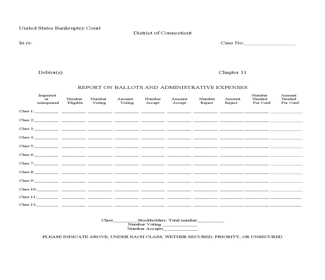 Report On Ballots And Administrative Expenses (Chapter 11) | Pdf Fpdf Doc Docx | Connecticut