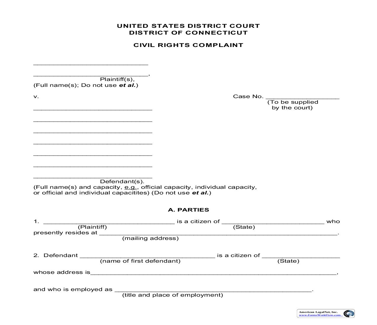 Civil Rights Complaint | Pdf Fpdf Doc Docx | Connecticut