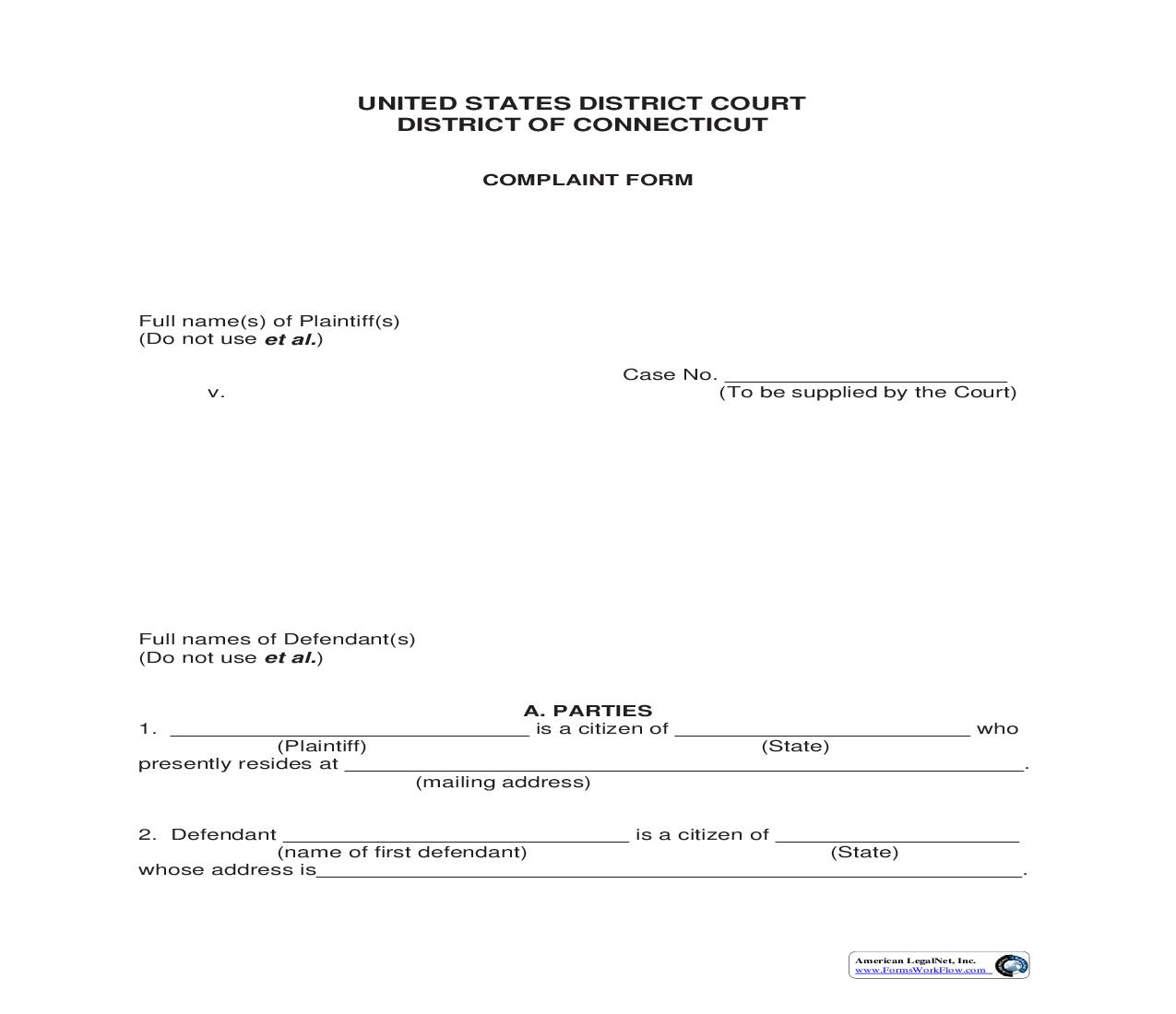 Complaint Form | Pdf Fpdf Doc Docx | Connecticut