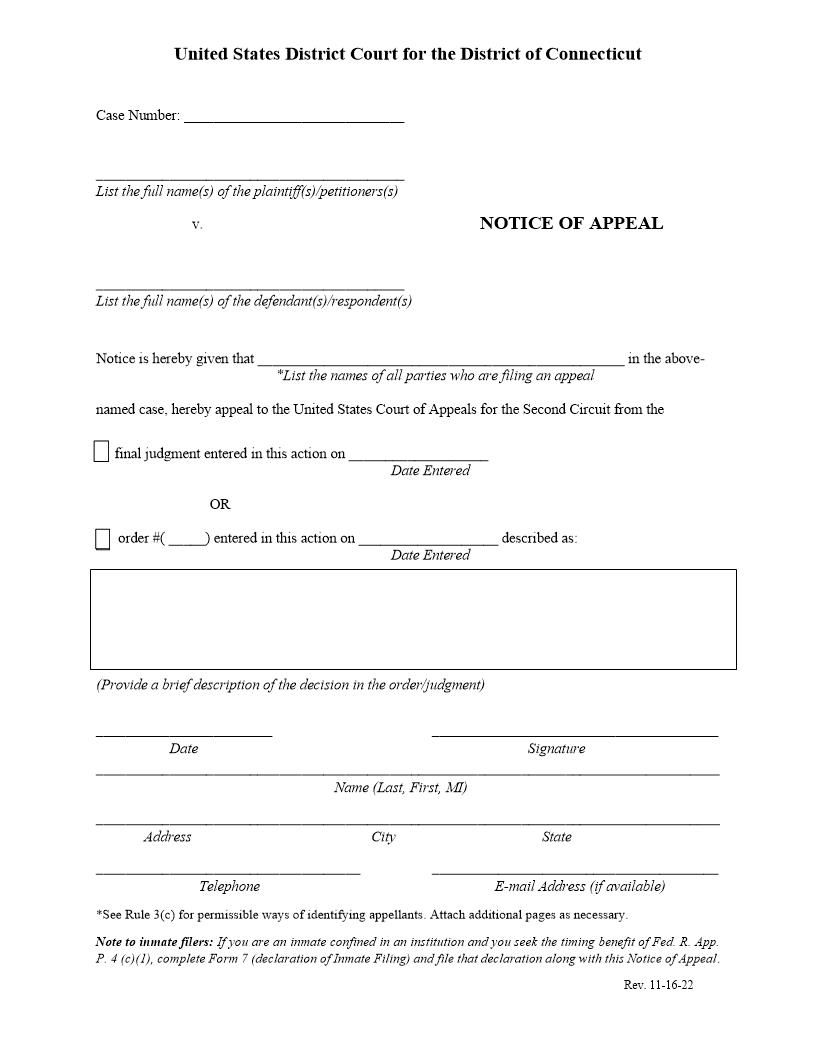 Notice Of Appeal | Pdf Fpdf Docx | Connecticut