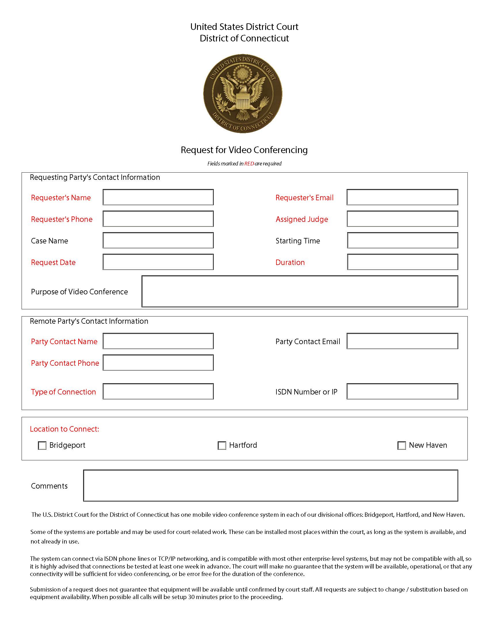 Request For Video Conferencing | Pdf Fpdf Docx | Connecticut