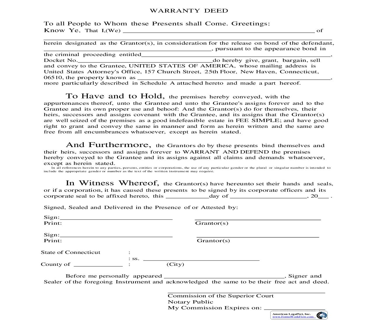 Warranty Deed | Pdf Fpdf Doc Docx | Connecticut