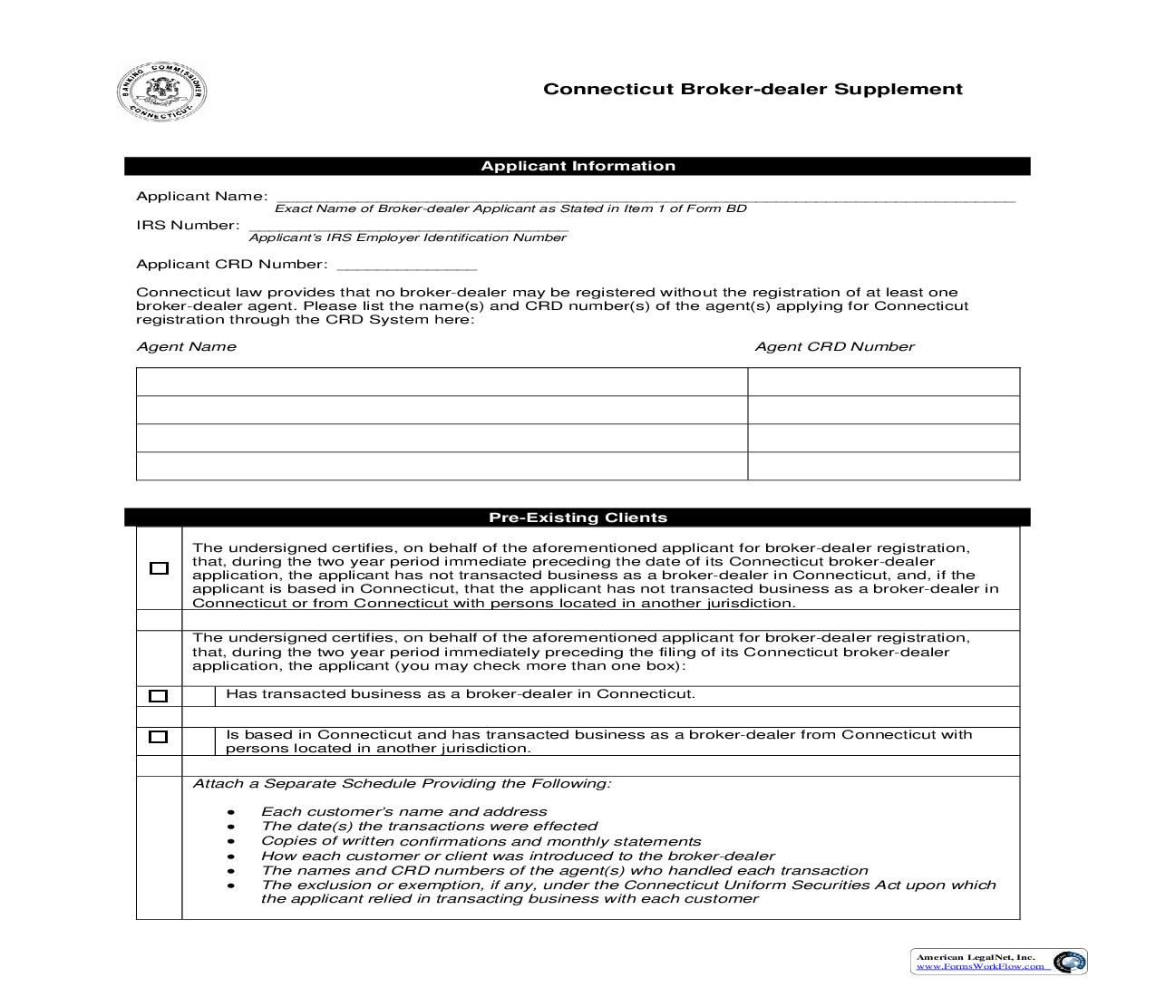 Connecticut Broker Dealer Supplement |  | Connecticut